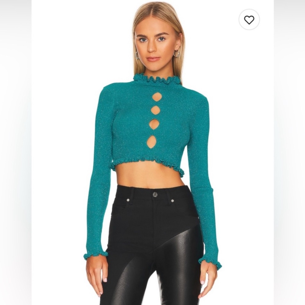 NWT XS For Love & Lemons Cropped Cut Out Sweater Top